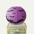 Purple Halloween paper lantern with black bat print for party atmosphere decoration - Purple Bat Without Tassels