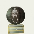 Halloween decorative black paper lantern featuring a white human skeleton design - 10 inch (25cm) / Black Skeleton Without Tassels