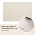 Beige PVC placemat with woven bamboo texture and 45x30cm dimensions for dining tables - Creamy White Bamboo Texture