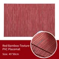 Red bamboo-texture PVC placemat 45x30cm with detailed woven surface view - Wine Red Bamboo Texture