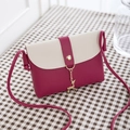 Trend contrast color crossbody phone bag with deer charm and burgundy long strap - Red
