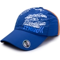 Blue and orange quick-dry baseball cap for kids with mountain contour print design - Dark Blue