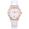 Women's rose gold watch with floral dial and lavender honeycomb textured strap - Luminous White