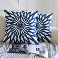 Klassische blaue Kissenbezüge mit geometrischer Stickerei auf beigem Sofa mit Paspelierung - 45*45cm (Ohne Kern) / Stil 2 (Blaues strahlendes geometrisches Muster)