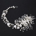 Squisito pettine per capelli in ceramica con rose, perle e cristalli per acconciature da sposa - Bianco Filo di Rame