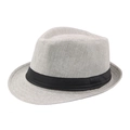 Chapeau Fedora classique gris clair avec ruban noir et texture tissée respirante - Gris clair