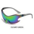 Y2K punk sports sunglasses with grey frame and green purple mirrored lenses - Grey Frame Green Mirror Lens (C6)