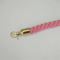 Detailed view of pink twisted cotton strap with polished gold metal lobster clasp hook - Gold Buckle / Pink