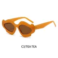 Irregular flower sunglasses in tea frame tea lens featuring wave-shaped resin design - Tea Frame Tea Lens