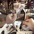 Elegant khaki fabric rabbit ear bow headband with thin wire for a minimalist style - Light Khaki
