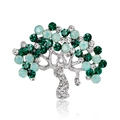 Elegant Tree of Life brooch with emerald green and clear crystals in silver plating - Tree of Life - Green (C458-A)