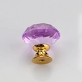 Purple crystal knob with gold metal base for furniture cabinets and drawer pulls - 30MM / Gold Base - Purple Diamond