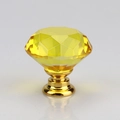 Pomello in cristallo giallo con base in metallo dorato per cassetti moderni - 30MM / Base Oro - Diamante Oro