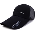 Black casual baseball cap with breathable mesh and Sport 3D lettering embroidery - Adjustable / Black