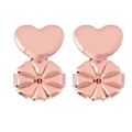 Par de elevadores de pendientes con forma de corazón en oro rosa para un soporte seguro - Corazón Unido / Oro rosa