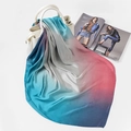 Elegant gradient silk-like scarf featuring turquoise and purple tones on a white handbag - FJ125-8# (Purple/Pink/Blue Gradient)