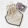 Polka dot silk-satin scarf in black and white draped over a stylish handbag - FJ126-White (Polka Dot)