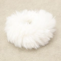 Soft white faux fur scrunchie with plush texture for sweet winter hair styling - White
