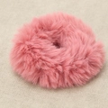 Plush faux rabbit fur scrunchie in soft candy pink color for women hair styling - Dusty Pink