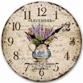 12-inch vintage wooden round wall clock with lavender provence floral print - Canned Lavender