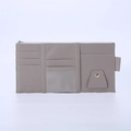 Organizer per aletta parasole auto in pelle grigia con scomparti per carte e rete - Stile con cerniera / Grigio