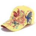 Cappellino da baseball giallo con ricamo a farfalla di paillettes su cotone twill - Regolabile / Ricamo Arancione Giallo Brillante