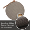 Dark grey 35cm round woven PVC placemat featuring a vertical bamboo texture design - Dark Gray Vertical Pattern