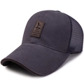 Berretto da baseball grigio scuro con pannelli a rete e toppa logo in pelle premium - Regolabile / Grigio
