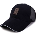 Cappellino sportivo nero in rete con toppa da golf in pelle e design traspirante - Regolabile / Nero