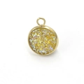 Detail of round golden stainless steel pendant with sparkling yellow resin inlay - Yellow (31)