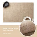 Vertical striped beige PVC placemat with woven texture and non-slip surface, 45x30cm size - 45*30cm / Cream Yellow Vertical Pattern