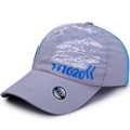 Grey quick-dry mesh baseball cap for kids with mountain print and blue edge detail - Gray