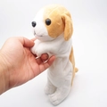 Trousse chien en peluche pour étudiants en tissu doux marron et blanc duveteux - Border Collie