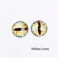 DIY 8-12mm round glass cabochon with yellow and light blue cat eye pattern for jewelry - Yellow with Lines