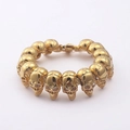 Pulsera de calaveras de acero inoxidable dorado para hombre con cristales brillantes - Calavera Dorada