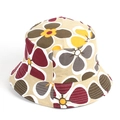 Dettaglio della stampa floreale vintage su un cappello a secchiello in tela beige estivo - M (56-58cm) / 14# Floreale Grande Vintage (YFM360)
