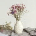 Weiße Keramikvase mit Griffen und Textur 19cm Höhe für moderne Tischdekoration - Doppelgriff (Grau-Weiß)