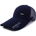 Navy blue breathable mesh baseball cap with 3D Sport lettering and curved long brim - Adjustable / Navy Blue