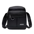 Borsa a tracolla impermeabile in nylon oxford nero da uomo con scomparti a cerniera - Nero / 13"