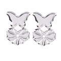 Macro shot of silver butterfly earring lifters providing extra support and comfort - Bow / Silver