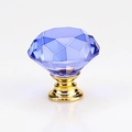 Blue-purple crystal drawer knob with golden base and multi-faceted diamond cut finish - 30MM / Gold Base - Blue Diamond