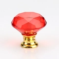 Pomello per mobili in cristallo rosso scuro con base dorata lucida per cassetti - 30MM / Base Oro - Diamante Rosso