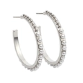 Orecchini a cerchio a C argentati con perle bianche incastonate per un look moderno - Argento