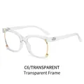 Transparent frames with gold metal edges in a trendy oversized fashion eyewear style - Clear