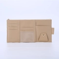 Organizer per aletta parasole in ecopelle beige con fessure per carte e portapenne - Stile con cerniera / Beige