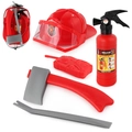 Children's firefighter costume set with red helmet, toy extinguisher and axe accessories - 5-Piece Firefighter Set