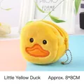 Cute yellow duck plush coin purse with zipper and metal chain, size 8x8 cm - Small Yellow Duck