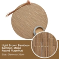 Light brown 35cm round PVC placemat with woven bamboo texture for heat insulation - Light Brown