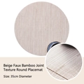 Round 35cm cream white PVC placemat with bamboo-style woven texture for dining table - Off White