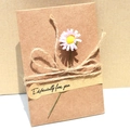 Handmade kraft card with pink and yellow paper daisy and rustic hemp rope bow - Pink Daisy